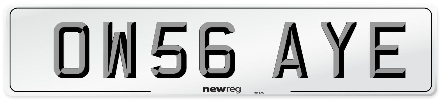 OW56 AYE Number Plate from New Reg